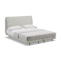 POLSTERBETT Doppelbett mit Matratze Bouclé Stoff Beige - Beige/Schwarz, Textil/Metall (140/200cm) - Makamii
