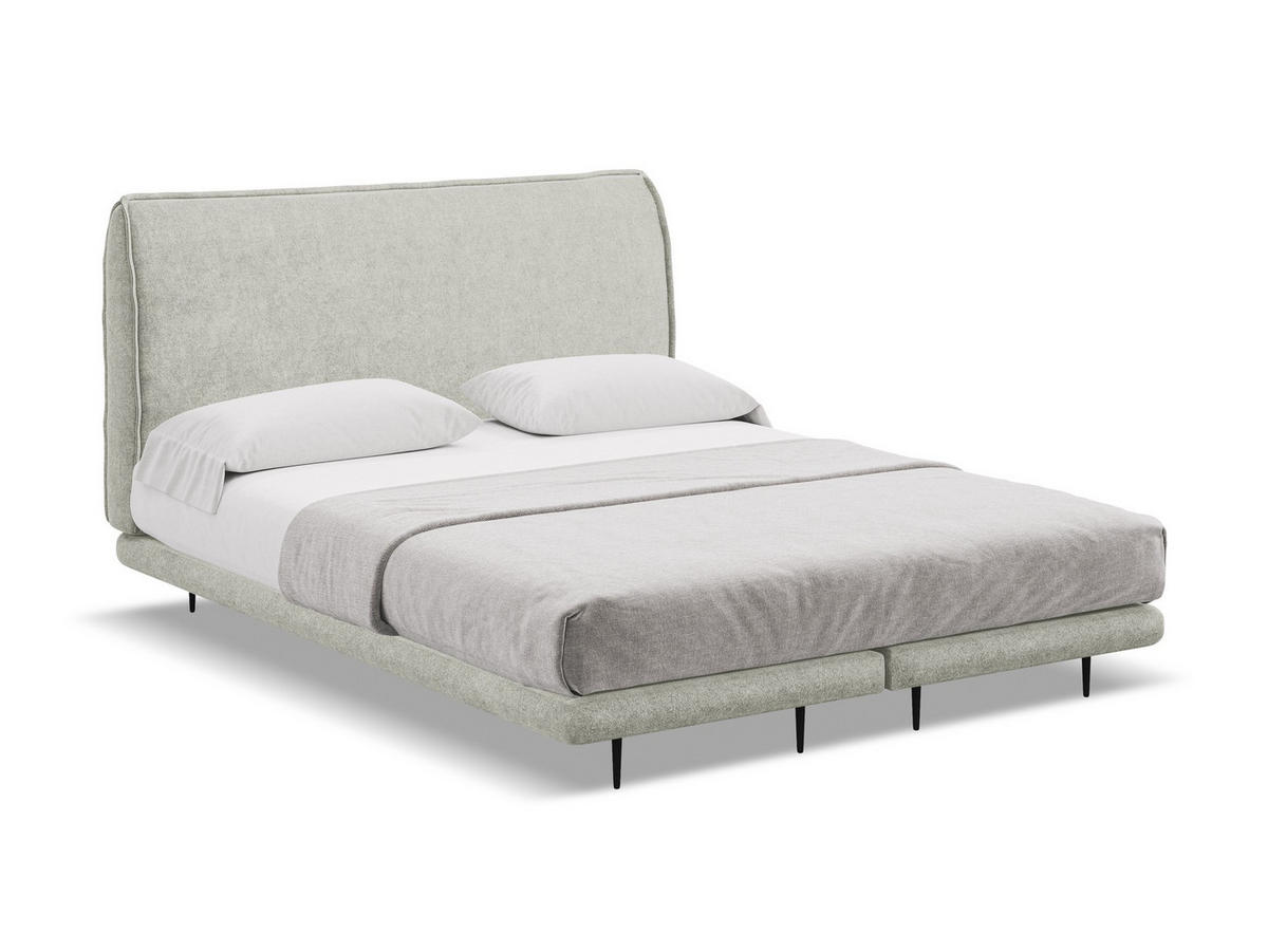 POLSTERBETT Doppelbett mit Matratze Bouclé Stoff Beige - Beige/Schwarz, Textil/Metall (140/200cm) - Makamii
