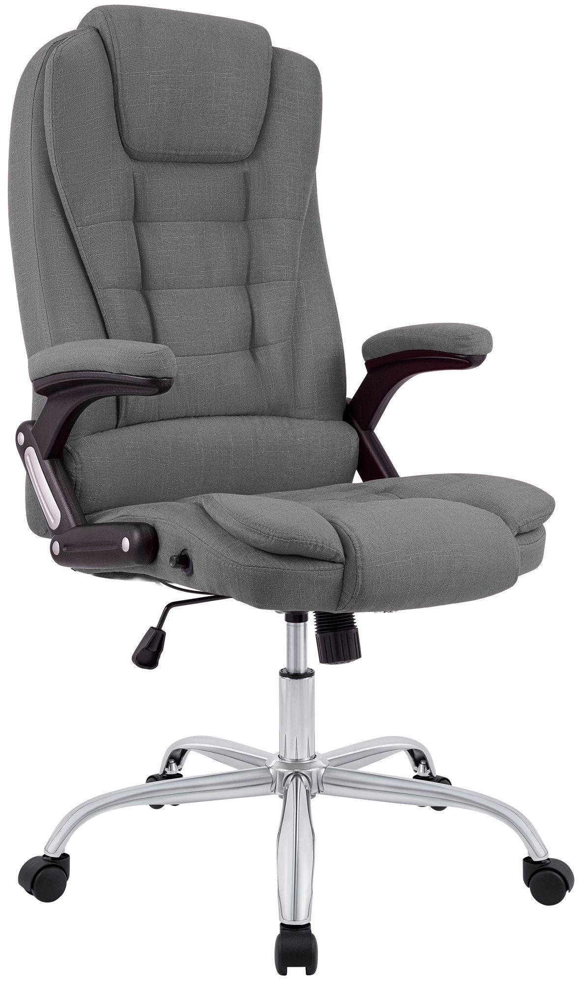 CHEFSESSEL Stoff Grau - Chromfarben/Grau, Textil/Metall (69.5/113/78cm) - CLP