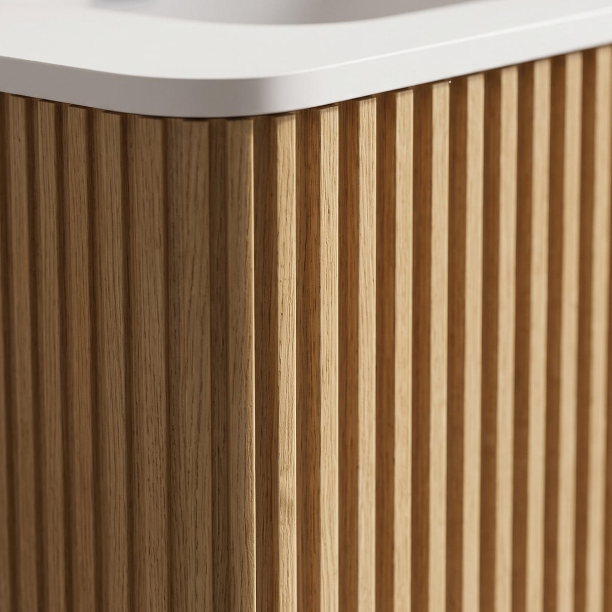 WASCHBECKEN mit Unterschrank aus MDF/Sperrholz 61x46x37 cm mit Solid Surface 60 cm Eiche, wandhängend, mit Push-to-Open-Schubladen - Eichefarben, Holzwerkstoff (61/37/46.5cm) - Modfu