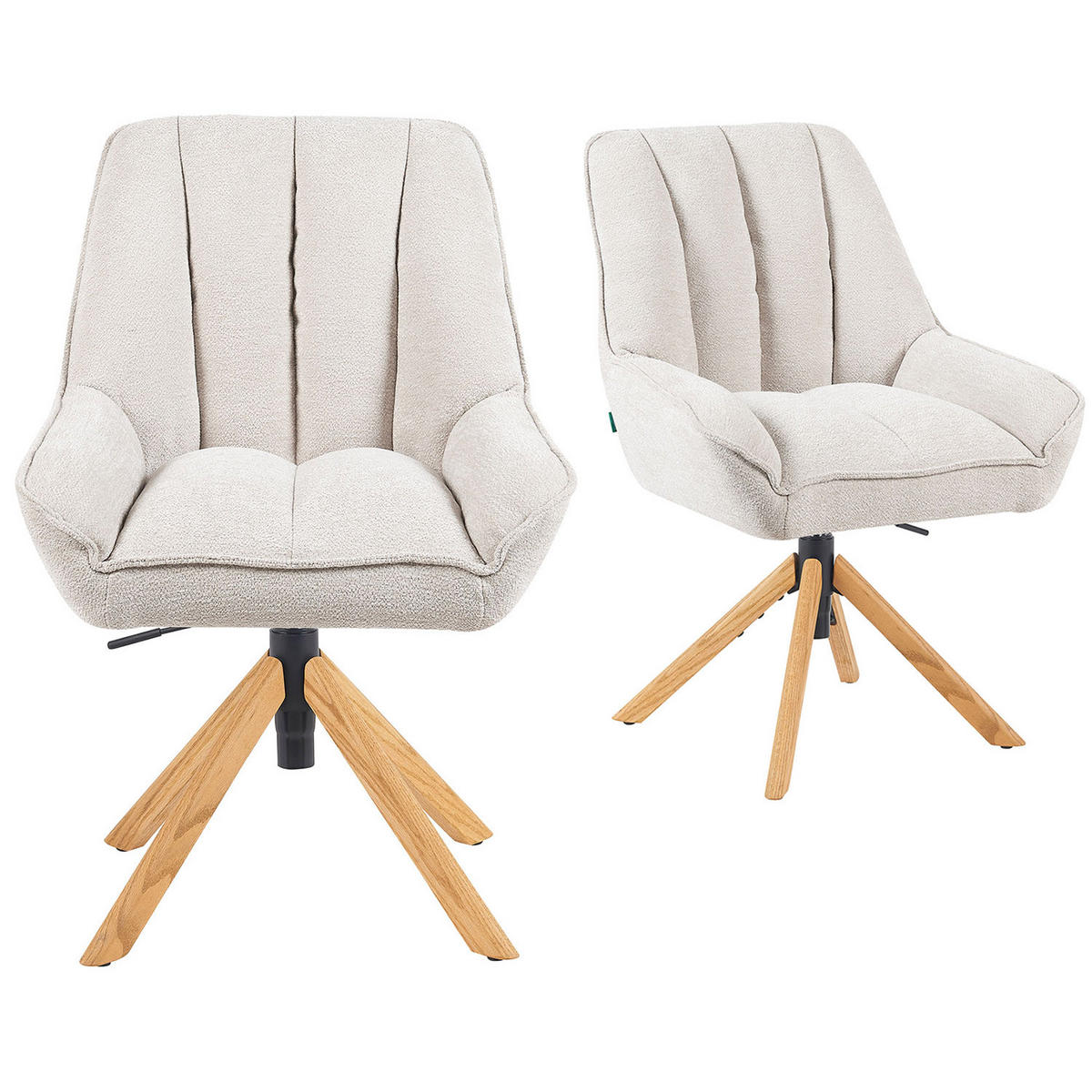 BÜROSTUHL Mika-Hedi 2er-Set - Honigeiche/Creme, Eichenholz/Holz (60/89/68cm) - DUBI Möbel