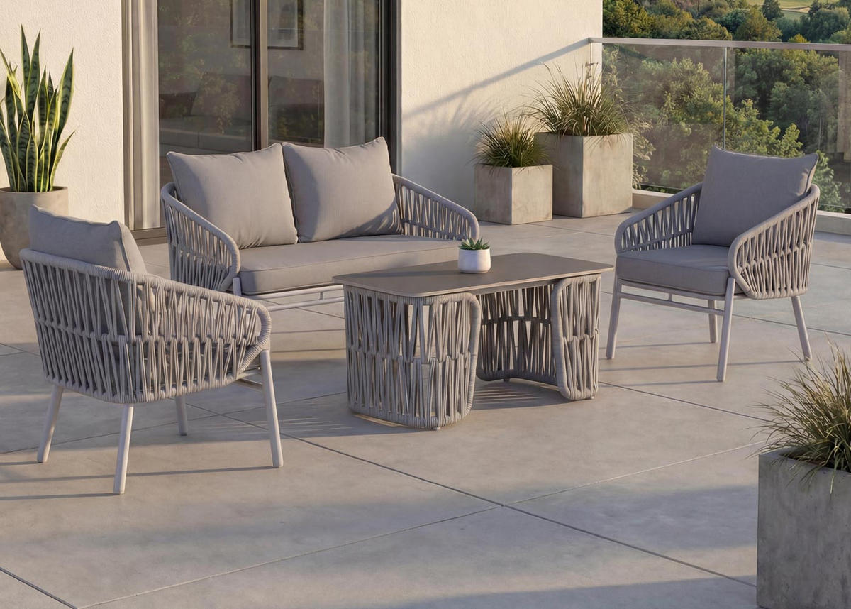 GARTENBANK Hellgrau - Hellgrau, Metall (116/83/65cm) - MCW