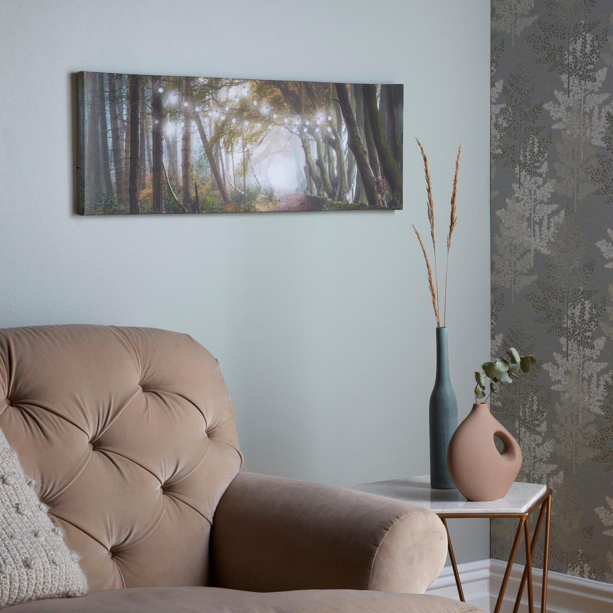 LEINWANDBILD - Waldspaziergang - 30x90cm - Braun, Holzwerkstoff (90/1cm) - Art for the Home