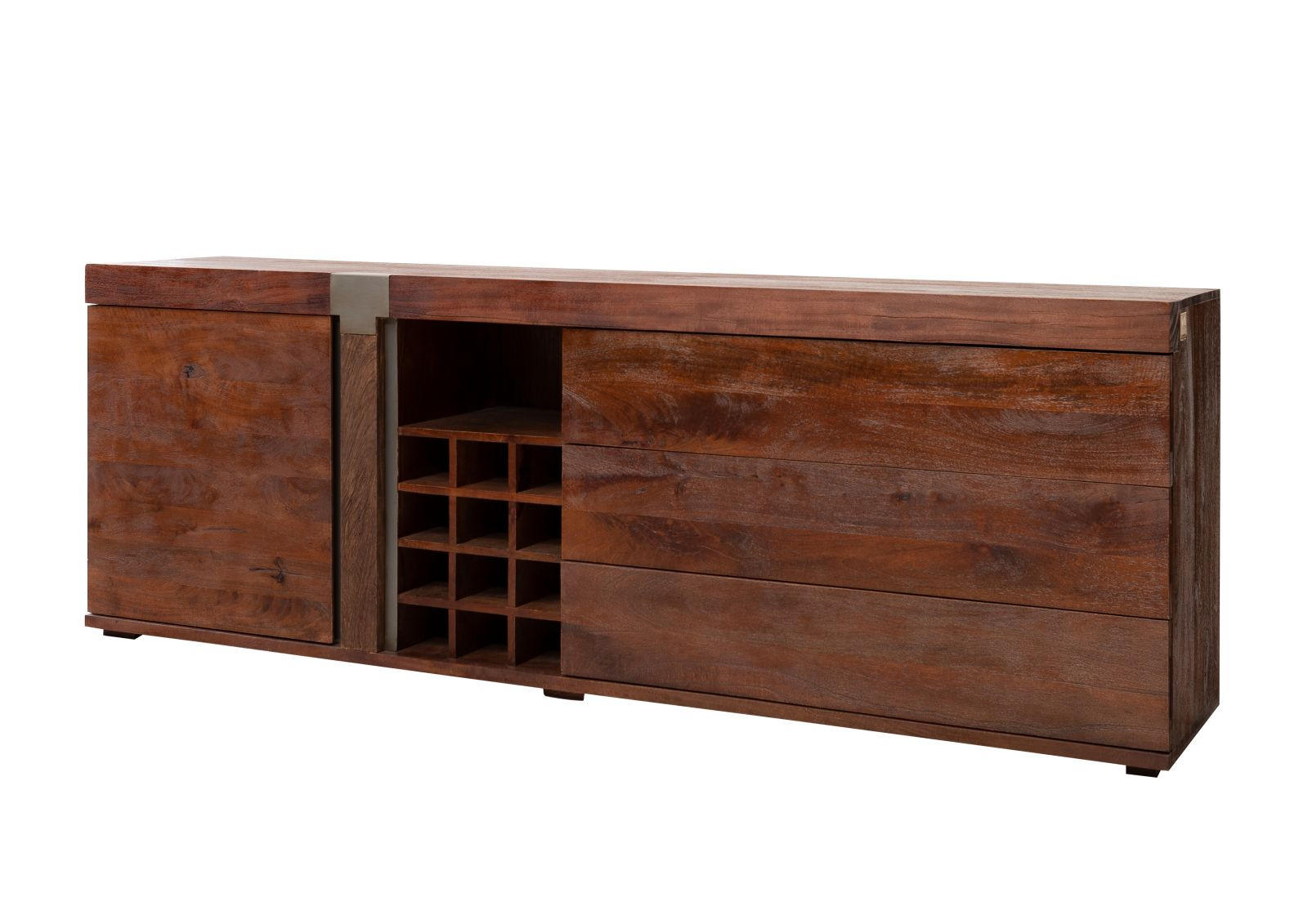 SIDEBOARD Mango 215x45x75 braun lackiert Amsterdam #29 - Braun, Holz (215/75/45cm) - Massivmoebel24