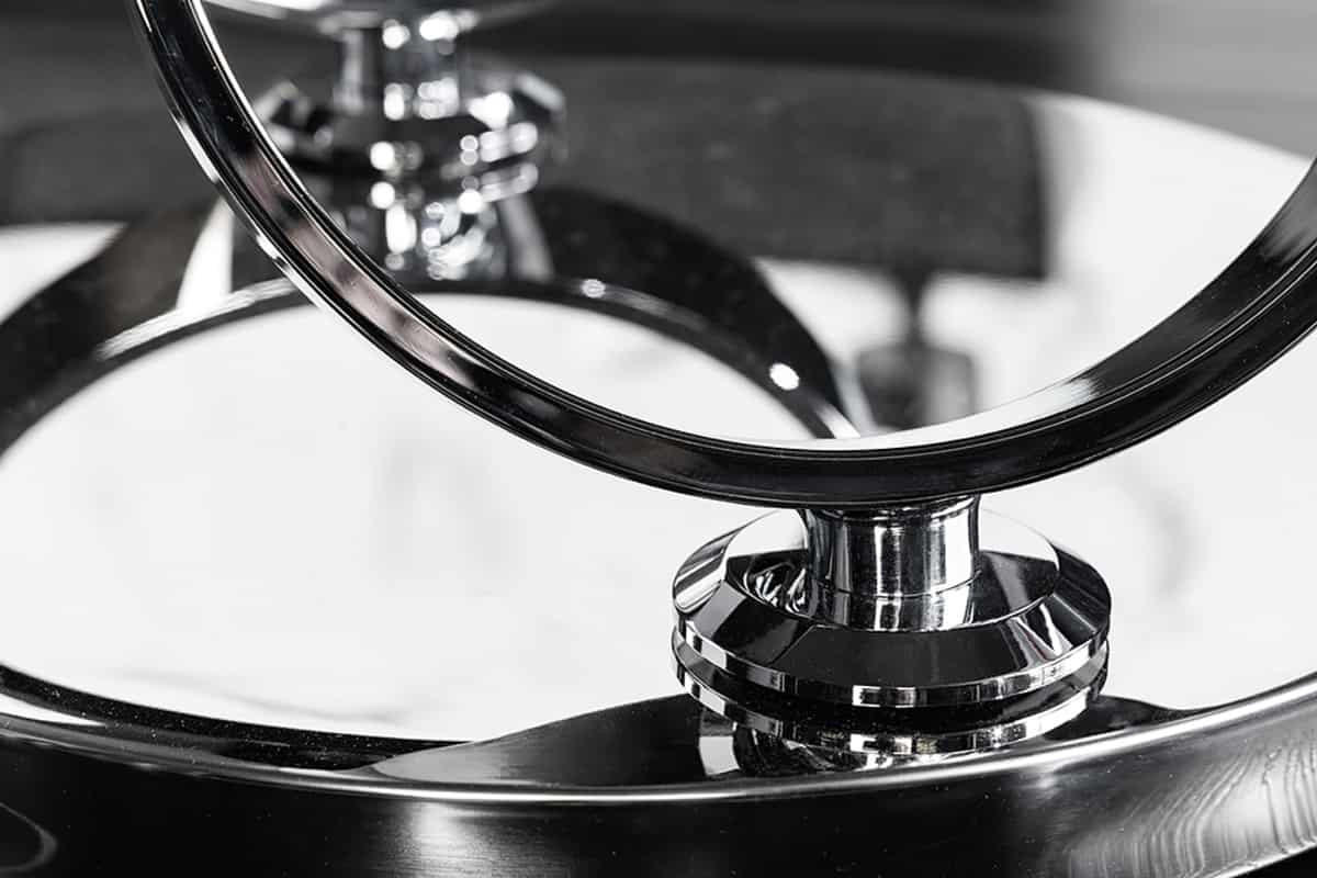 COUCHTISCH DANCING RINGS Marmor rund Silber|Weiß 80cm - Silberfarben/Braun, Keramik/Metall (80/80/44cm) - riess-ambiente