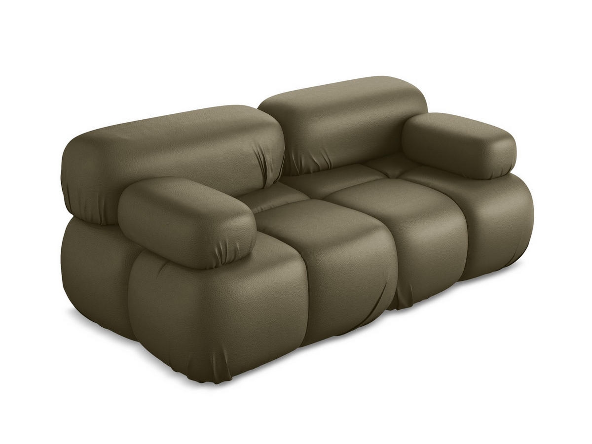 2-SITZER-SOFA Kunstleder Grün - Schwarz/Olivgrün, Leder/Kunststoff (190/70/96cm) - Makamii