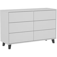 KOMMODE Home mit 6 Schubladen, 120 cm, ohne Griffe, Weiß - Schwarz/Weiß, Holzwerkstoff (120/80/40cm) - Beautysofa