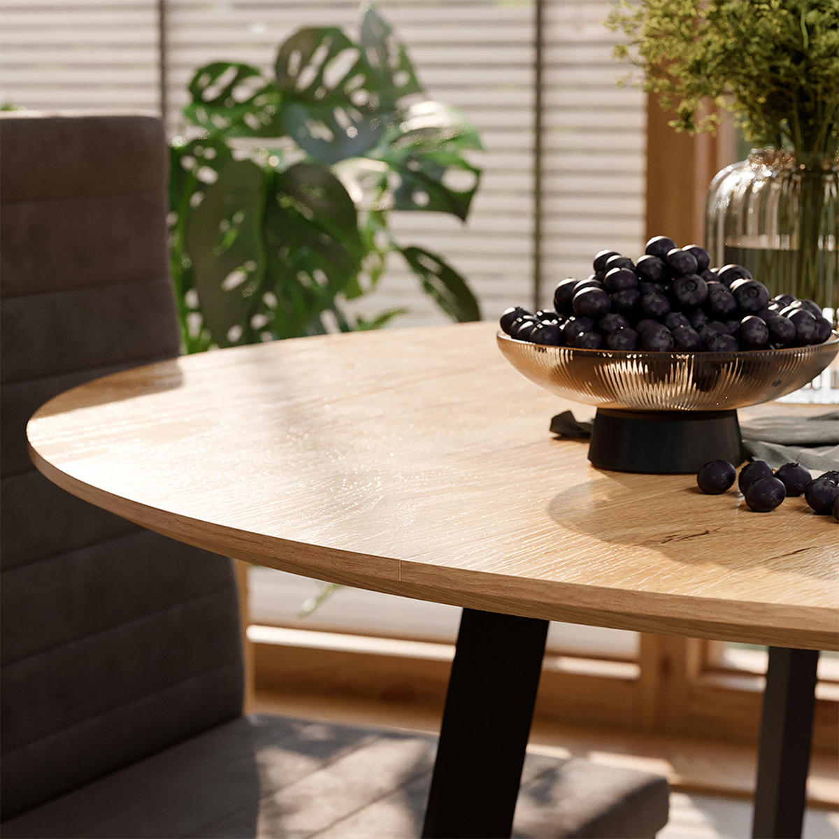 JÍDELNÍ STŮL Halvar Černá - medově dubová/černá, kompozitní dřevo (120/120/76.5cm) - Vicco