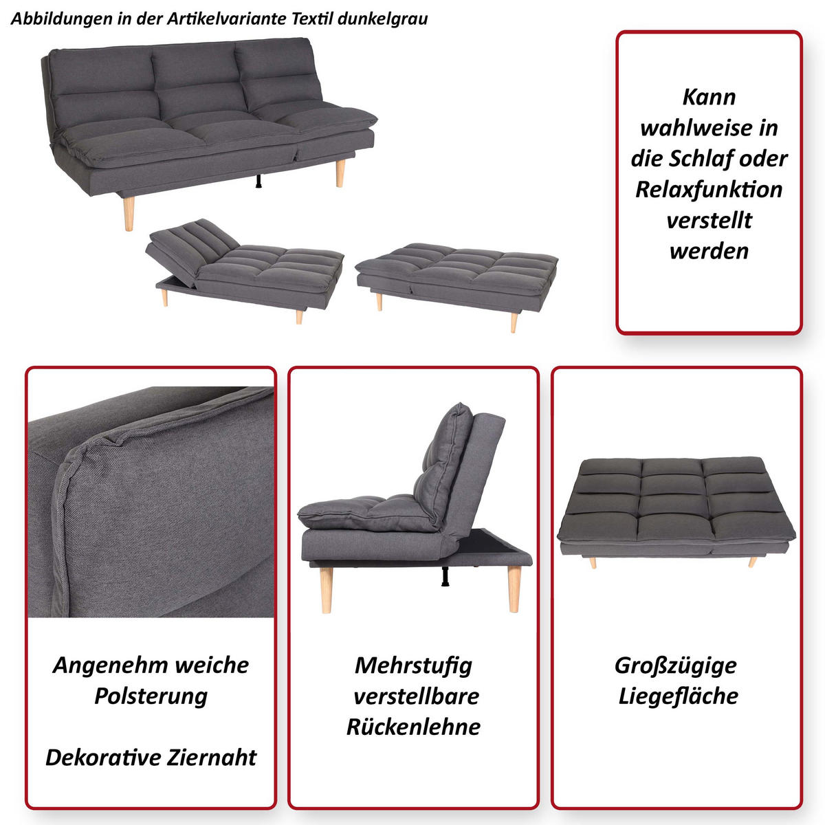 SCHLAFSOFA Braun - Braun, Textil (180/90/110cm) - MCW