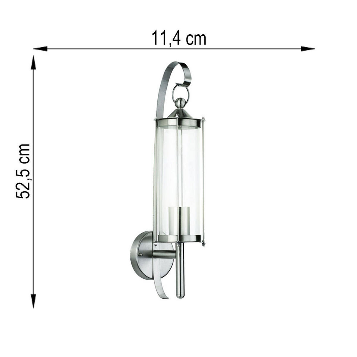 WANDLAMPE Edelstahl Glas Silber - Silberfarben, Metall (15.5/11.4/52.5cm)