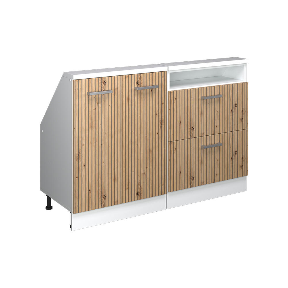 KÖKSSKÅP FÖR SLUTTANDE TAK R-Line Hantverks ek 120 cm Set om 2 Ek Artisan, Vit 83.8/120/46 cm