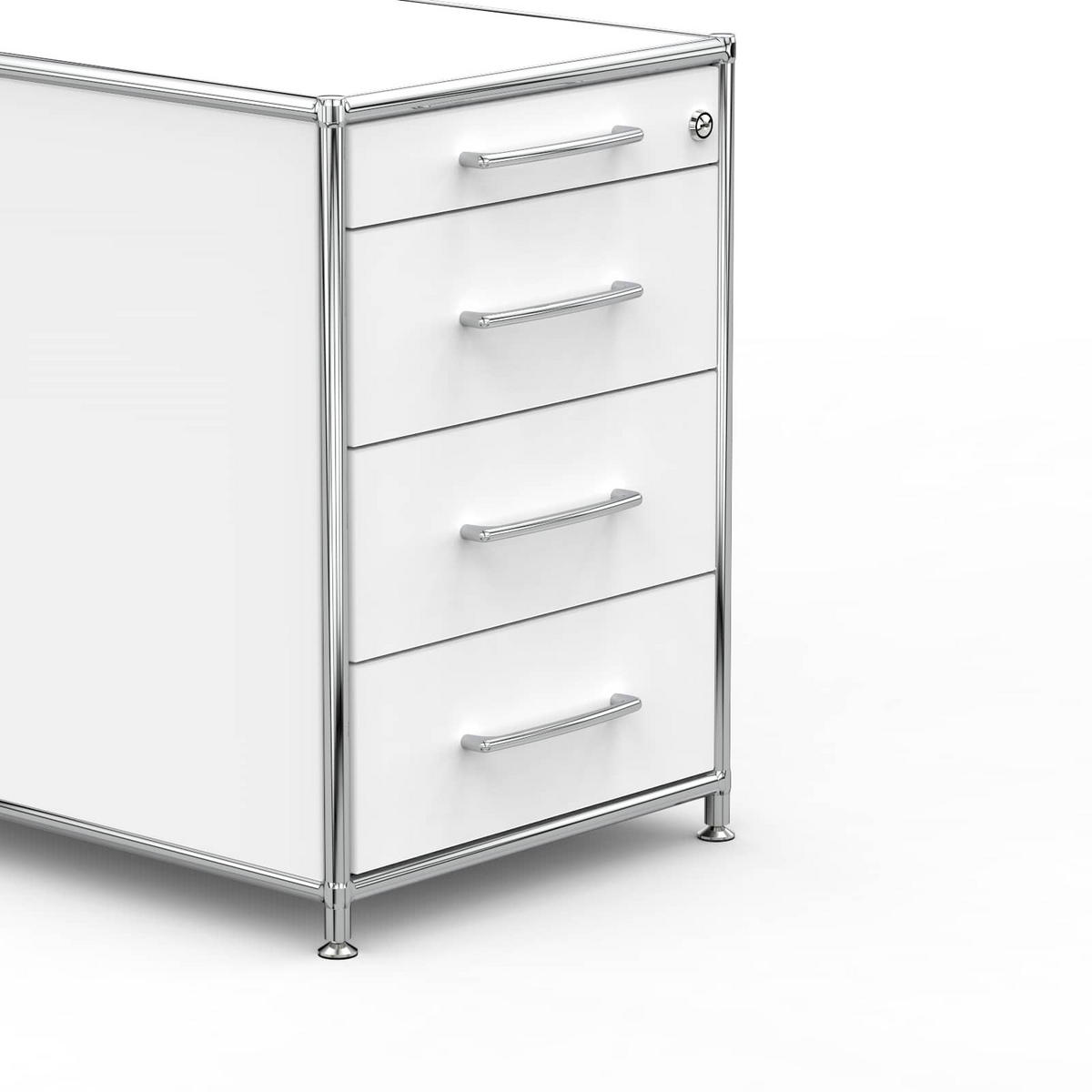 BÜRO-STANDCONTAINER Holz, 60 cm, 4 Schubladen, Weiß - Chromfarben/Silberfarben, Holzwerkstoff/Metall (60/61/60cm) - Versee