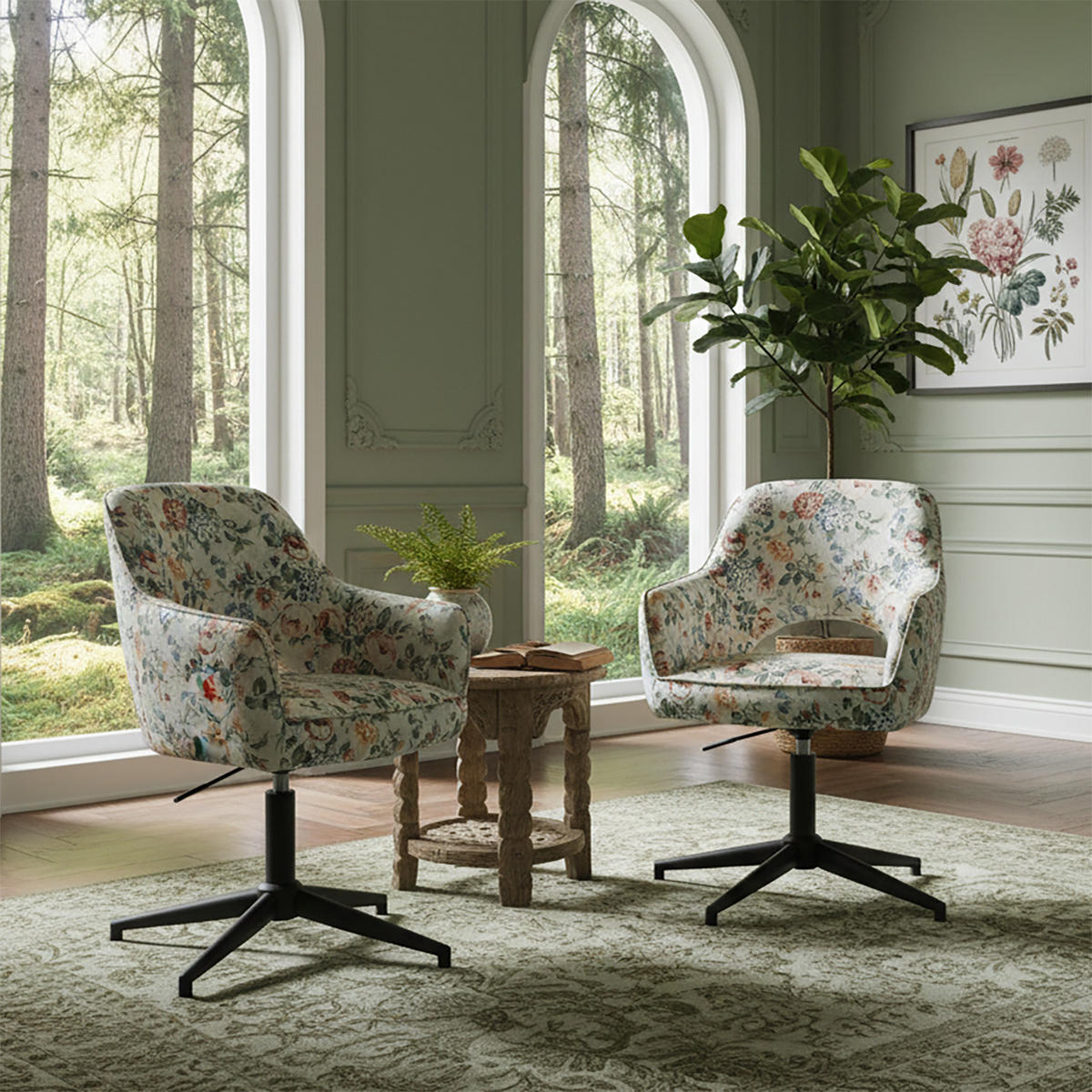 BÜROSTUHL Mika-Bryn 2er-Set - Multicolor/Schwarz, Textil/Metall (60/84/65cm) - DUBI Möbel