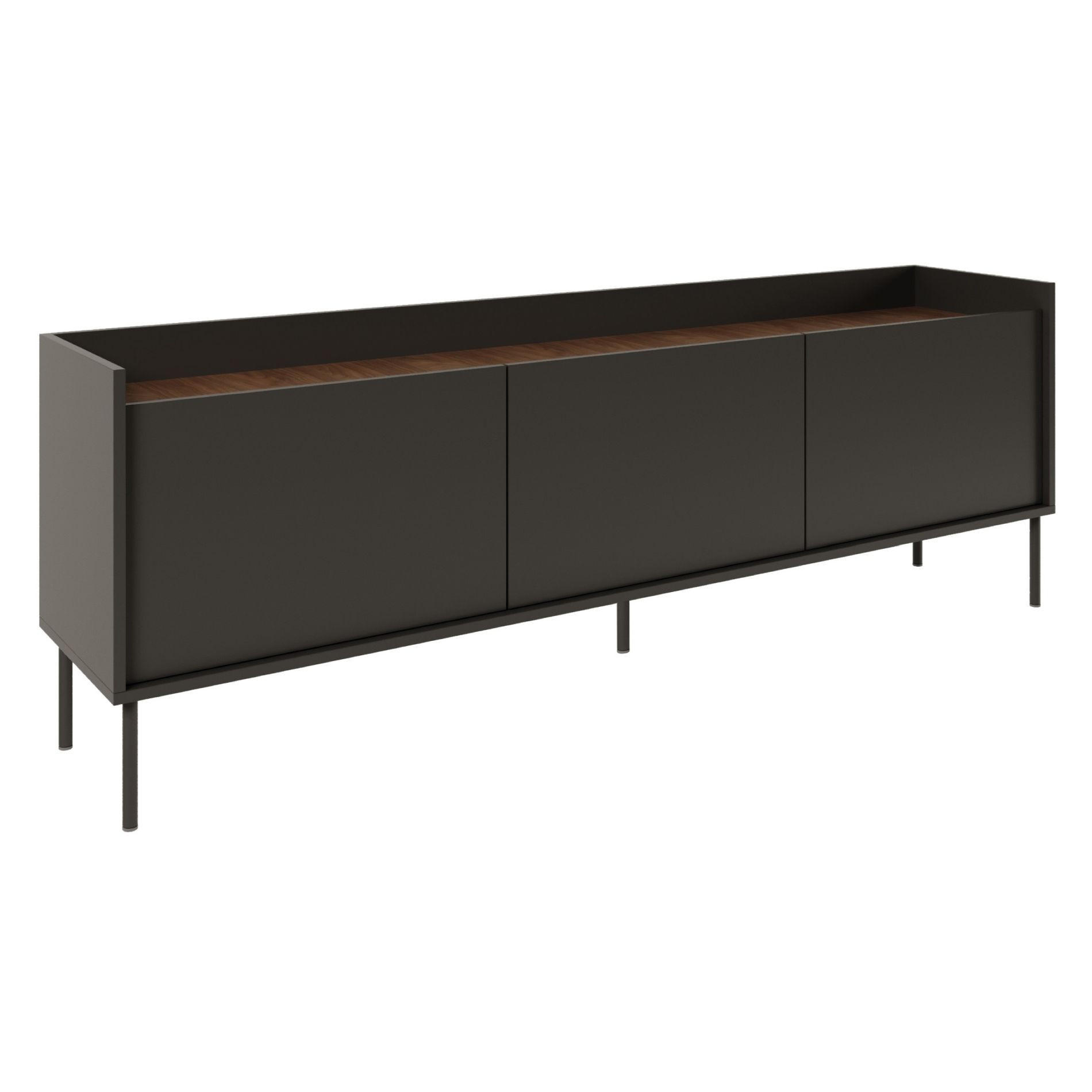 TV-SCHRANK Tovi Schwarz / Holzoptik Nussbaum 175/58/36 cm - Schwarz, Holzwerkstoff/Metall (175/58.5/36.4cm) - Selsey