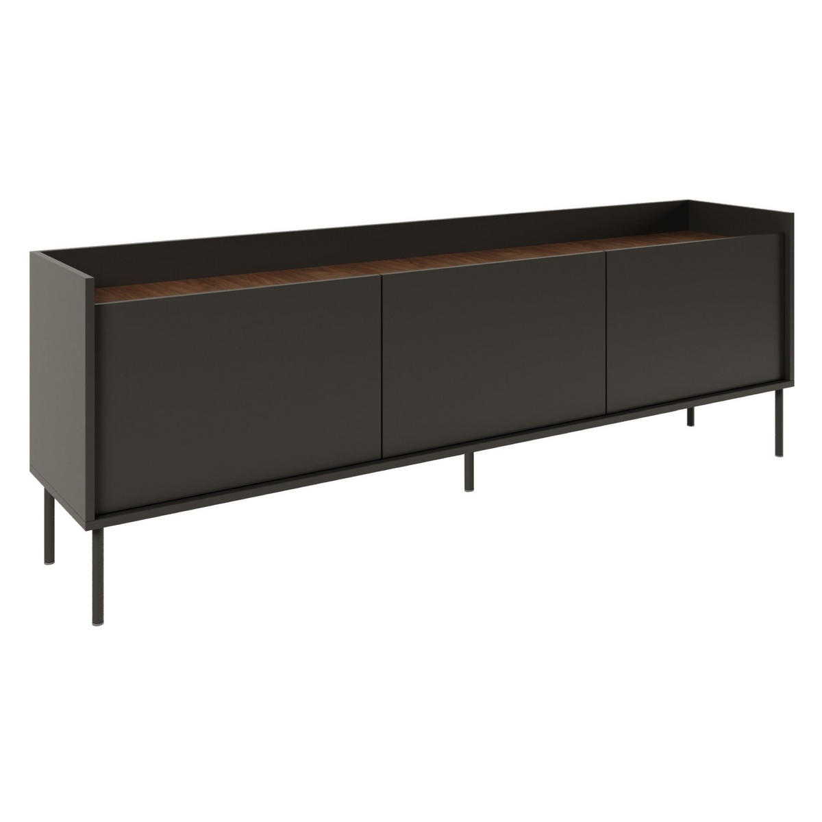 TV-SCHRANK Tovi Schwarz / Holzoptik Nussbaum 175 cm - Schwarz, Holzwerkstoff/Metall (175/58.5/36.4cm) - Selsey