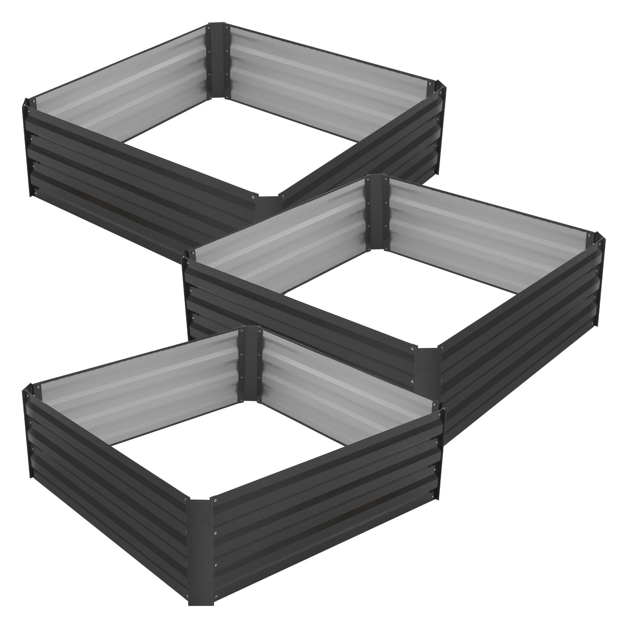 HOCHBEET 3er Set - Anthrazit, Metall (90/30/90cm) - ML-DESIGN