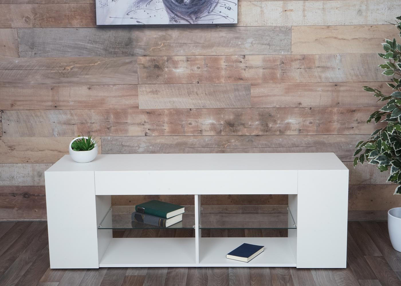 TV-RACK Weiß - Weiß, Holz (144/50/40cm) - MCW
