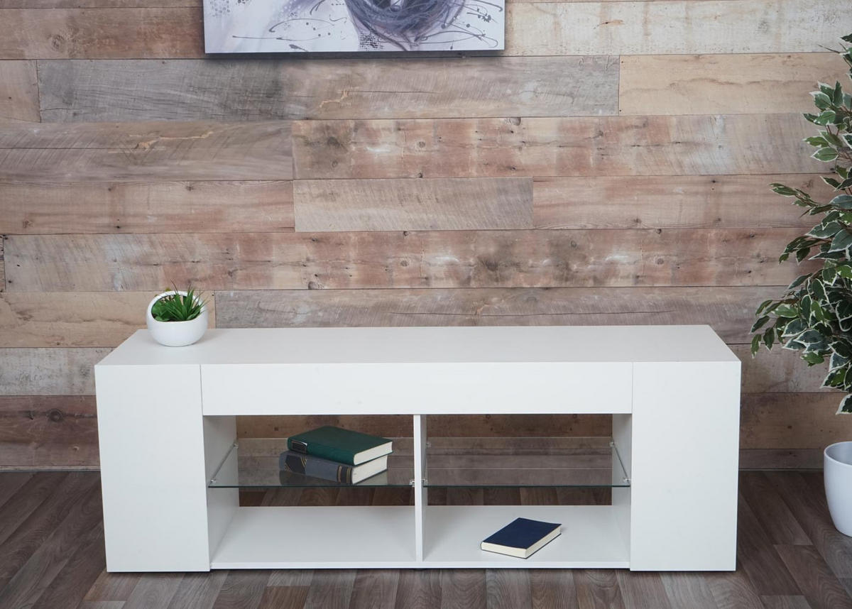 TV-RACK Weiß - Weiß, Holz (144/50/40cm) - MCW