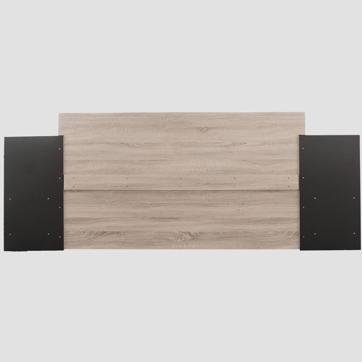 BETTANLAGE 160/200 mit 2 Nachttischen und Lattenrost in Eiche Sonoma/Dunkelgrau - Naturfarben, Holzwerkstoff (160/200cm) - EVRYAE