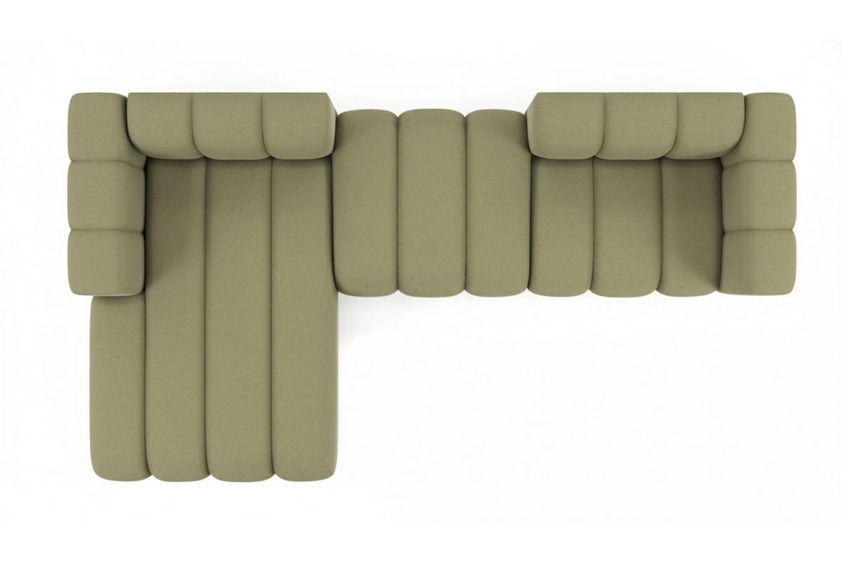 ECKSOFA L-Form Grand L 319 cm, Veloursstoff Salvador, Olive, Links - Olivgrün, Holz (319/179cm) - Kaiser Möbel