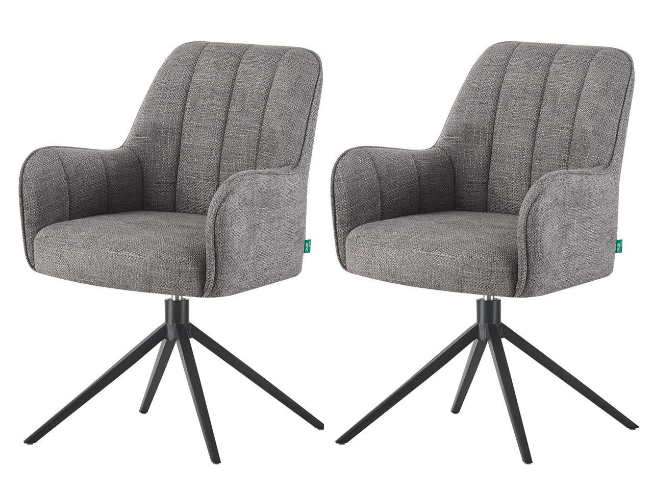 ESSZIMMERSTUHL THOMAS-ZARA 2er-Set 360°drehbar - Grau, Textil (58/88/62cm) - DUBI Möbel
