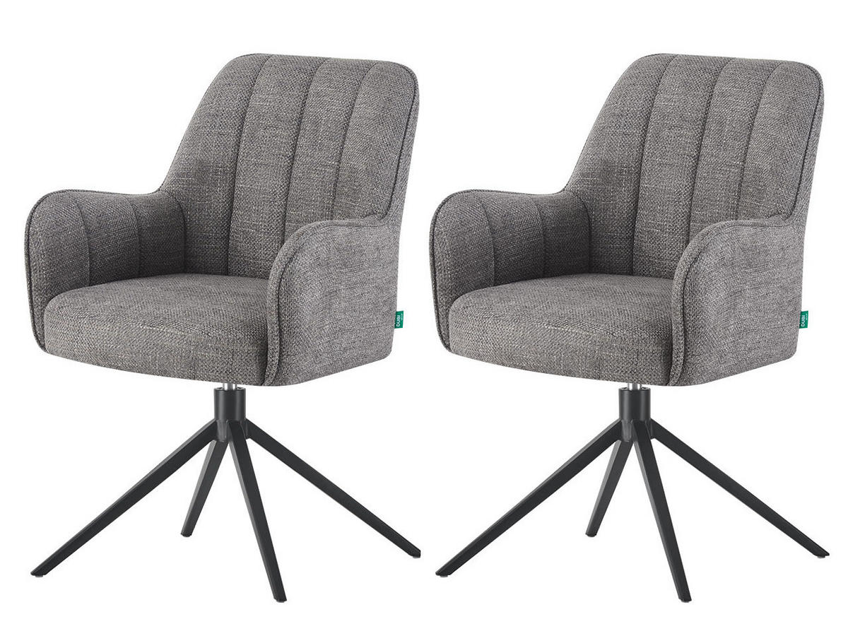 ESSZIMMERSTUHL THOMAS-ZARA 2er-Set 360°drehbar - Grau, Textil (58/88/62cm) - DUBI Möbel