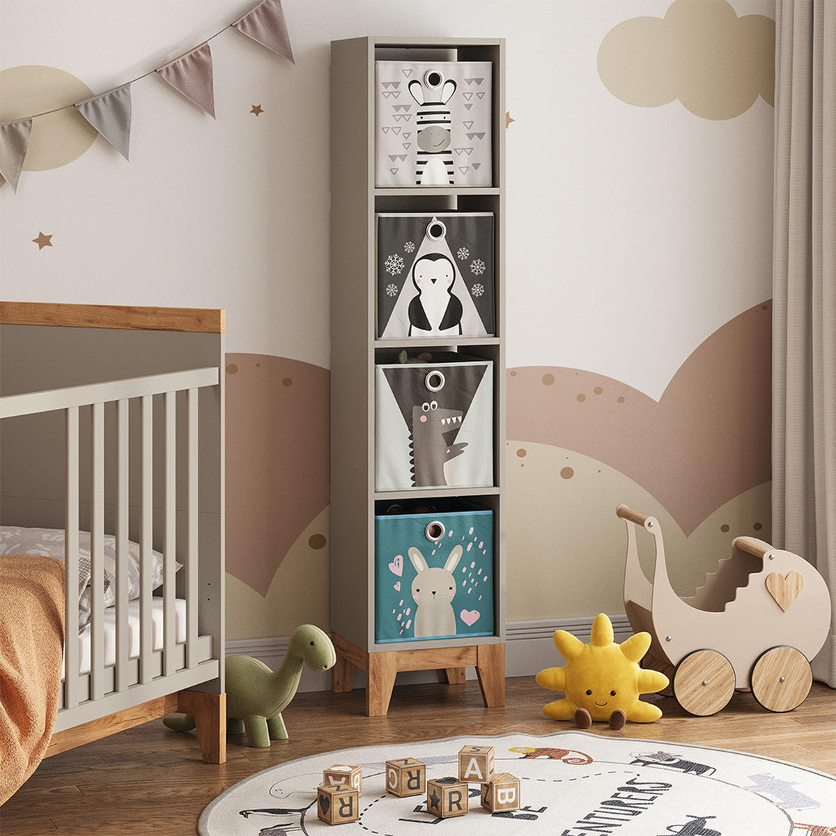 DĚTSKÁ POLICE Malia Kašmír - kašmírová, kompozitní dřevo (35.2/159.5/30cm) - VitaliSpa