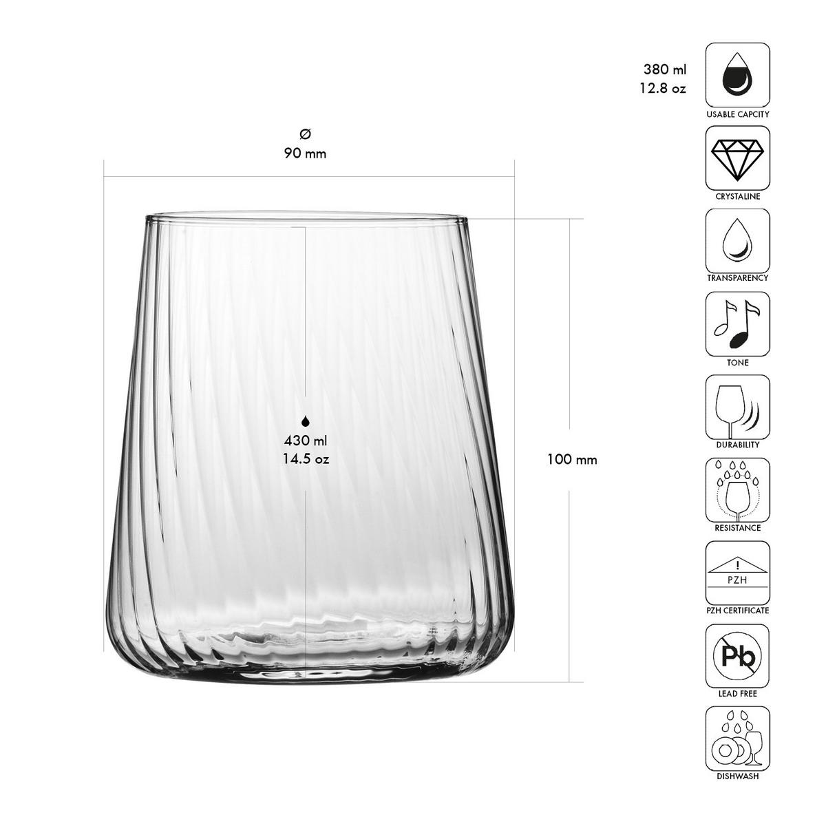 WASSERGLÄSER Avant-Garde LUMI, 6er-Set, 430 ml - Transparent, Glas (0.43L) - Krosno Glass