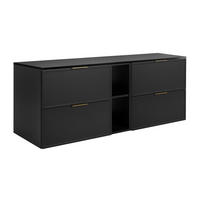 BADEZIMMERSCHRANK, Dunkelgrau, Goldene Griffe, 140 ( 2 x 60 + 20) x 46 x 57 cm - Goldfarben/Grau, Holzwerkstoff/Kunststoff (140/57/46cm) - 3XE LIVING