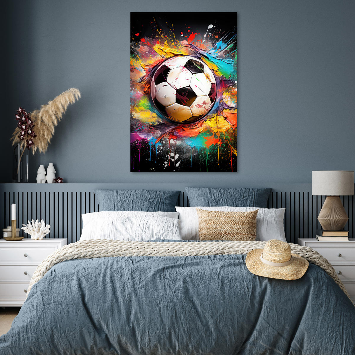 POSTER Fußball - Farbe - Farben - Schwarz - Weiß 80x120 cm - Weiß, Papier (80/120/0.1cm) - MuchoWow