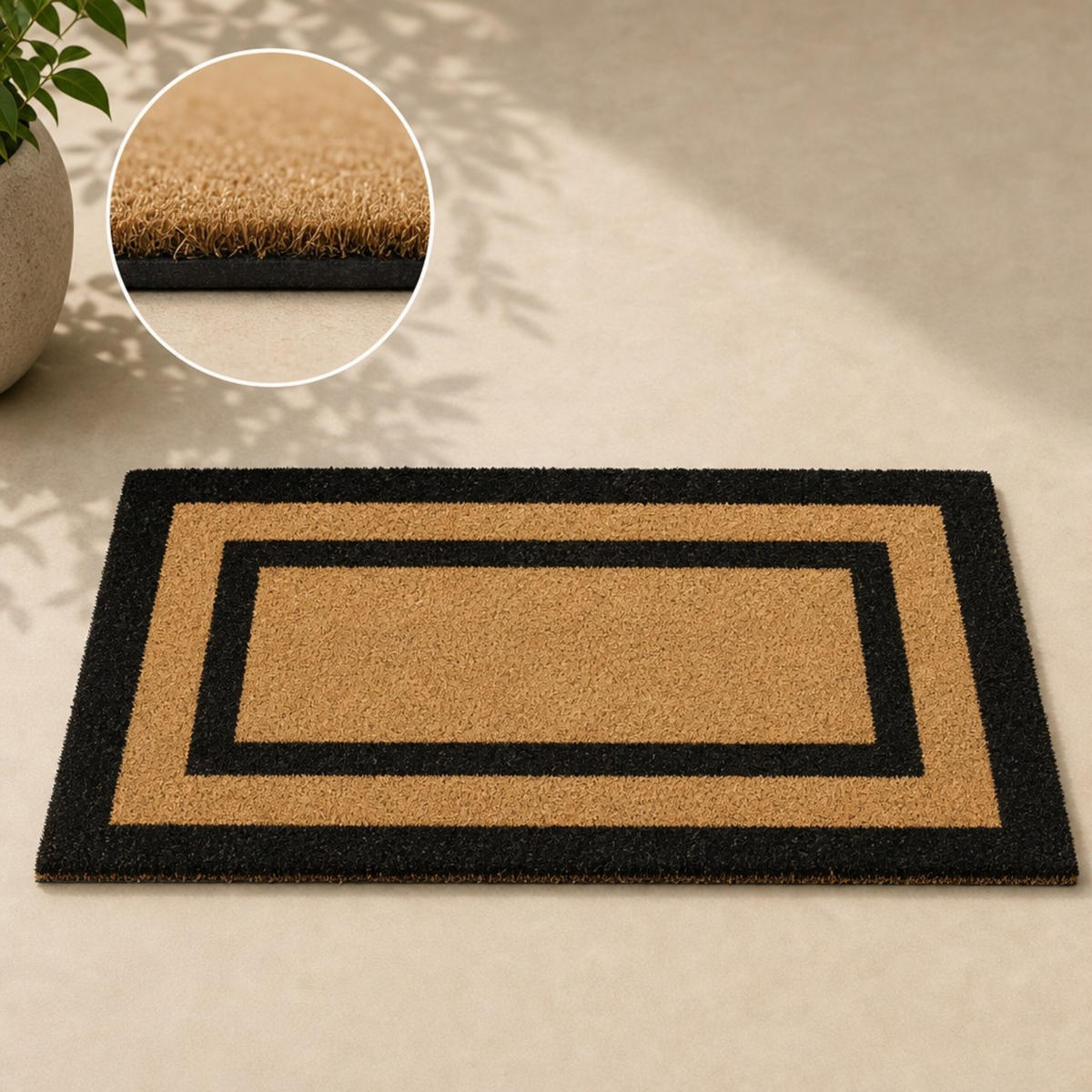 FUSSMATTE Natur Kokos rutschfest 75x45 cm - Hellbraun, Kunststoff/Textil (75/45cm) - Relaxdays