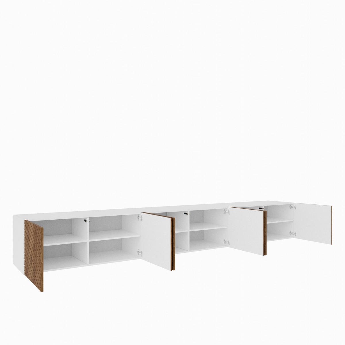 LOWBOARD CAVA 300/41/40 cm, Hängender TV-Schrank Weiß / Eichefarben - Eichefarben/Braun, Holzwerkstoff (300/41/40cm) - MASSENO