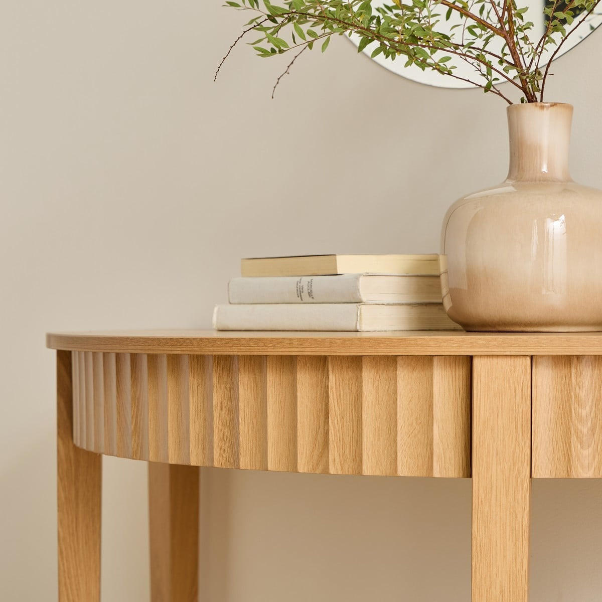 ABGERUNDETE Konsole mit Welleneffekt und 2 Ebenen bologne 100/40/76 cm - Eschefarben, Holzwerkstoff (16/40/76cm) - Calicosy