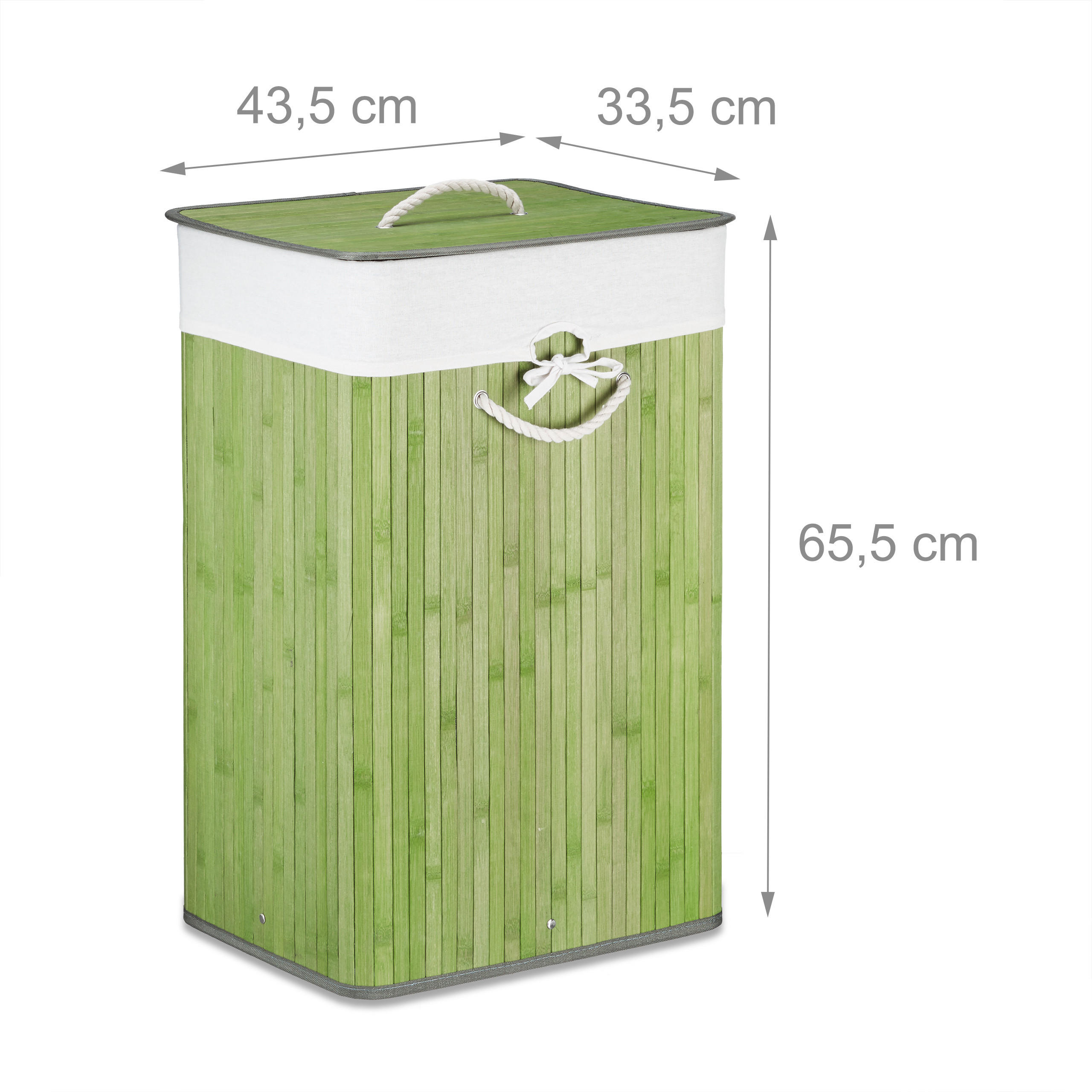 WÄSCHEKORB - Grün, Holz/Textil (43.5/65.5/33.5cm) - Relaxdays