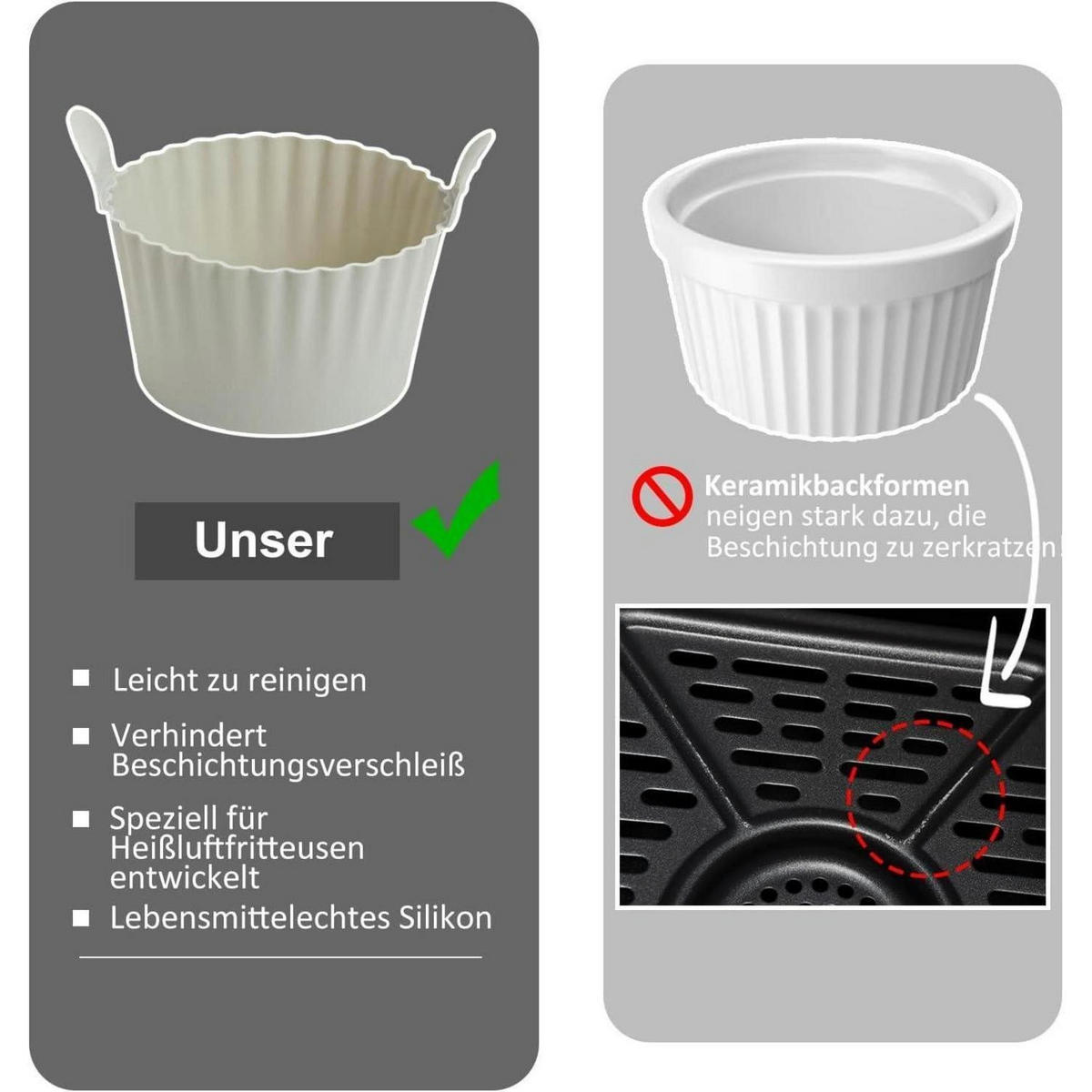 MUFFINFORM 6er Set Silikon Grau - Grau, Kunststoff (8/4.5/8cm)