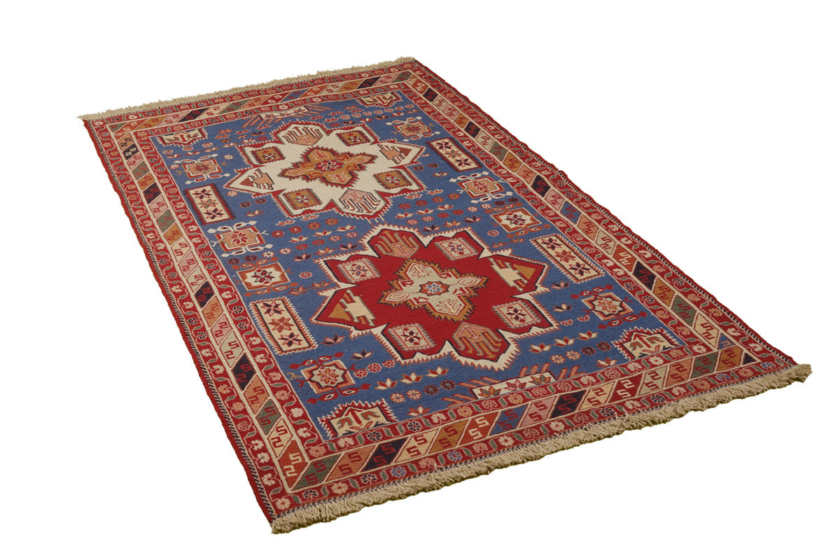 TEPPICH Sumak Shahsavan Blau 154/108 cm Schurwolle - Blau, Textil (108/154cm) - Looma