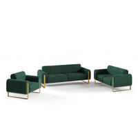 SOFASET Valerie 3-2-1 - Grün, Holzwerkstoff/Textil (228/79/90cm) - Fun Möbel