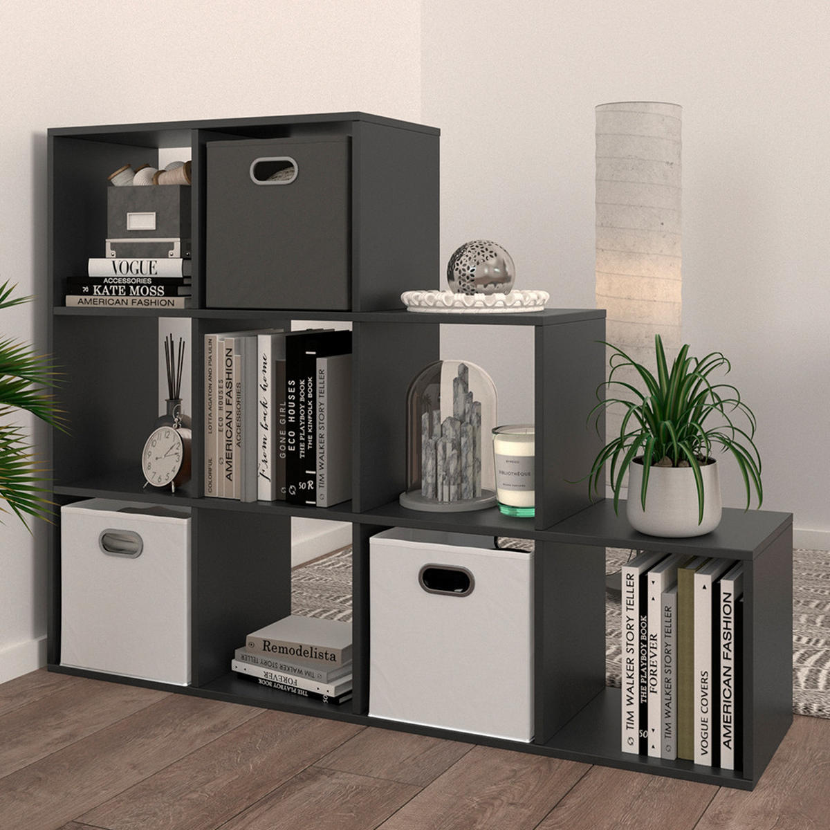 TREPPENREGAL Anthrazit 142.4 x 107.8 cm - Anthrazit, Holzwerkstoff (142.4/107.8/29cm) - Vicco