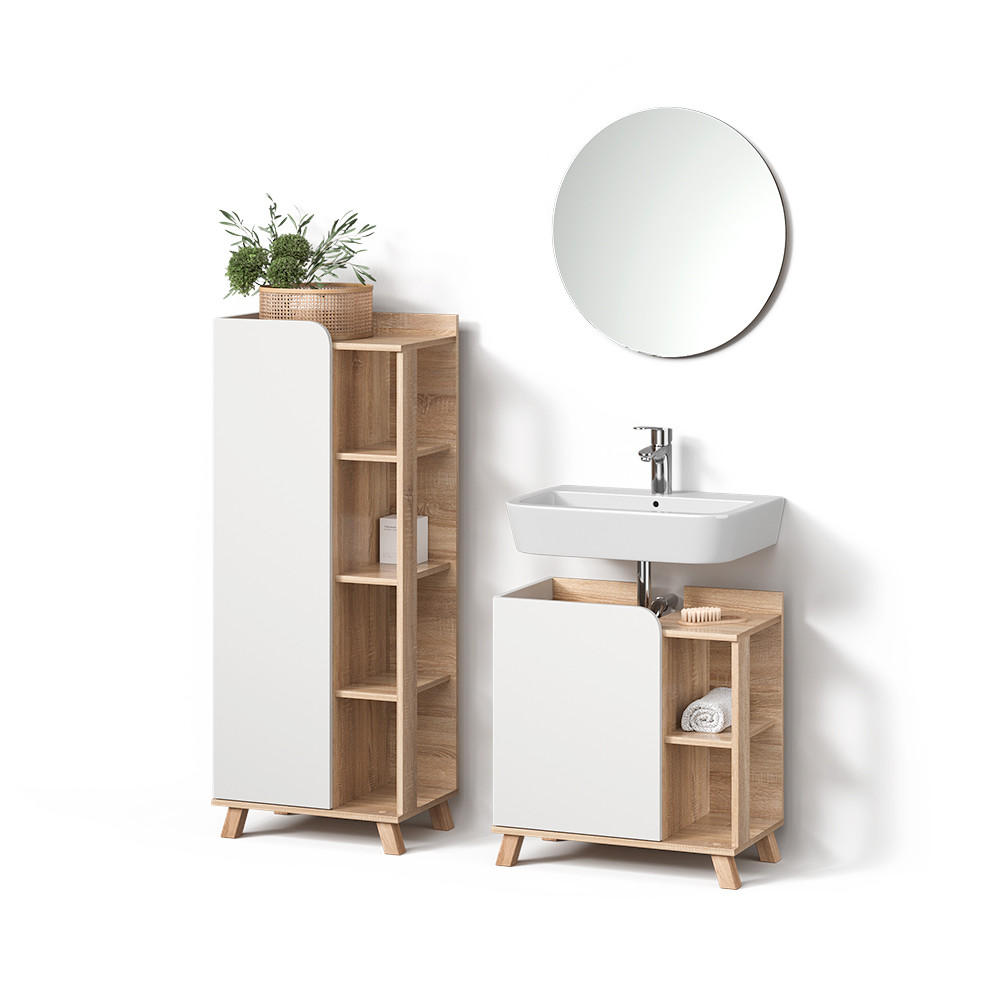 Livinity® KOUPELNOVÝ NÁBYTEK Marano, Sonoma/Bílá, 3dílná