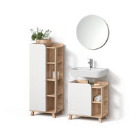 BADMÖBEL-SET Marano Sonoma/Weiß 3 Teile - Weiß/Sonoma Eiche, Holzwerkstoff (60/65/35cm) - Livinity®