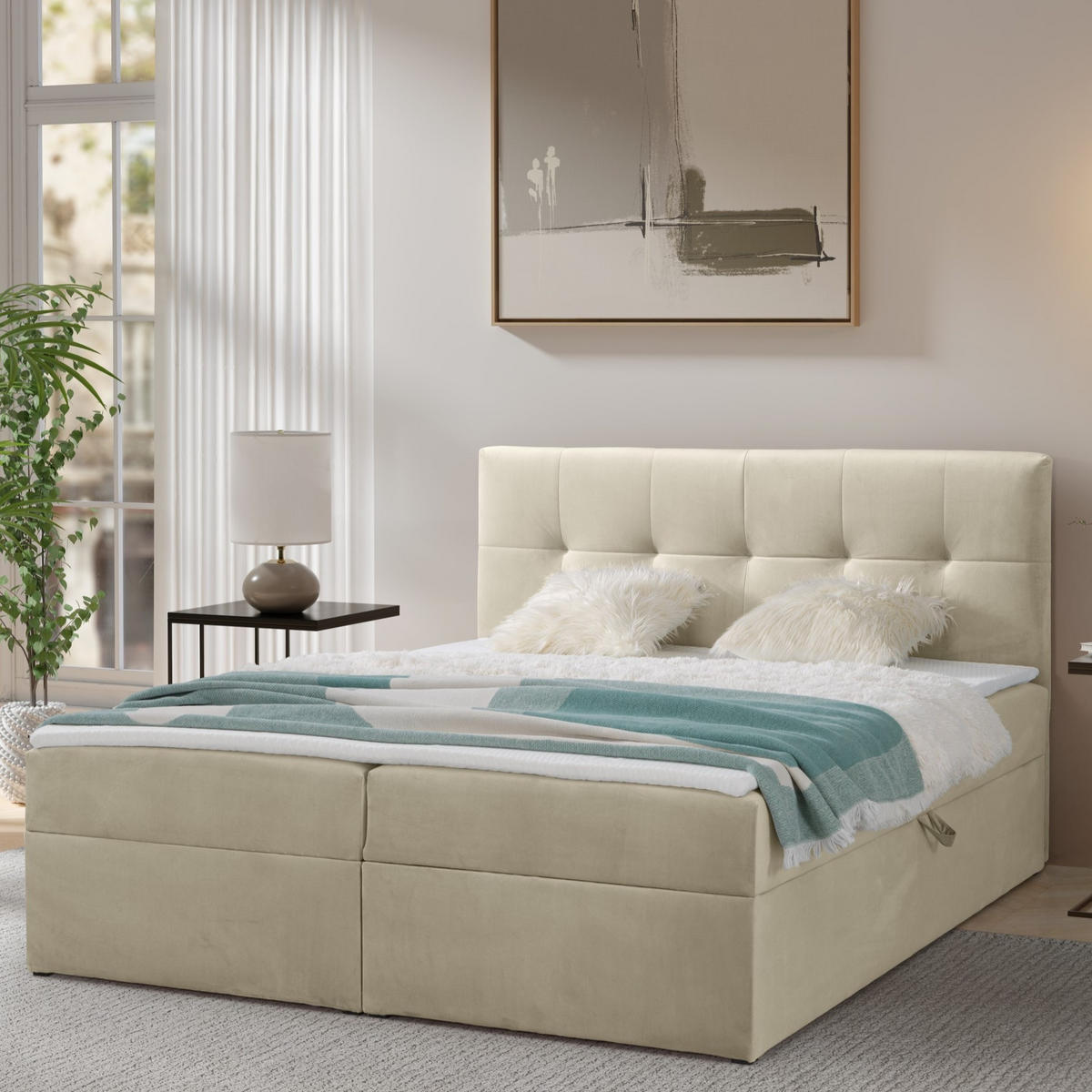 BOXBETT Toronto 140x200 Bonell-Matratze H3 und Topper - Silberfarben/Creme, Holz/Holzwerkstoff (140/200cm) - Ravio