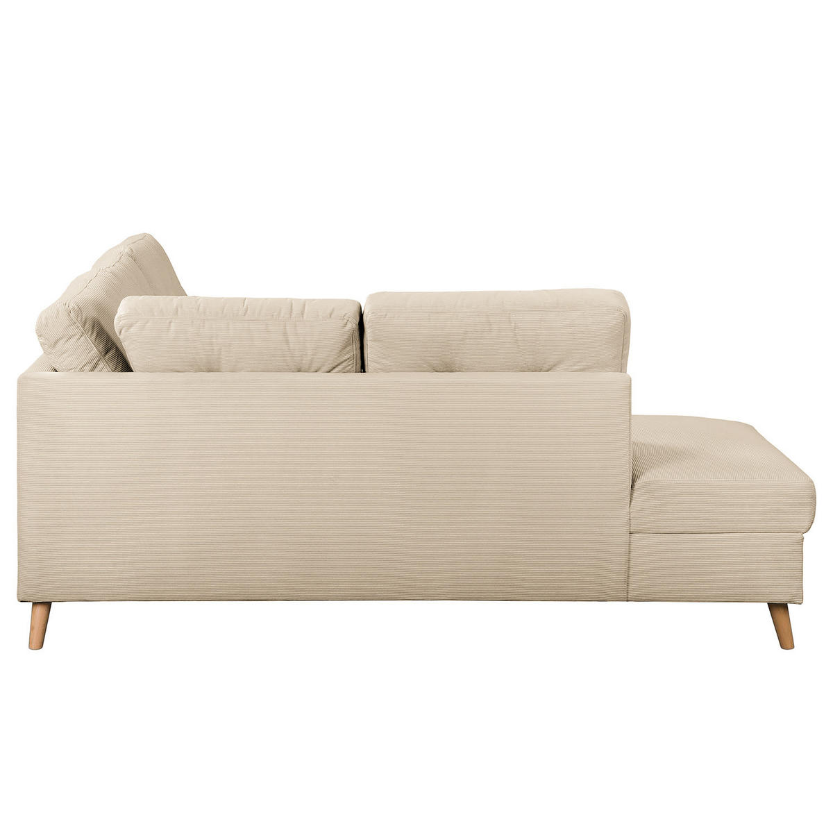 ECKSOFA mit Ottomane - Beige/Braun, Holz/Textil (230/200cm) - home24