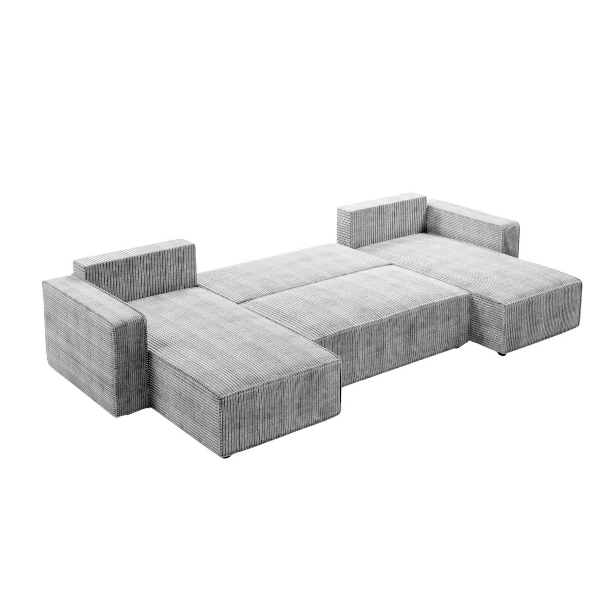 WOHNLANDSCHAFT BRIK XL 338x169 cm, Meerblau Cord Poso, Schlaffunktion & Bettkasten - Dunkelblau, Textil (338/85/169cm) - Excellent Home