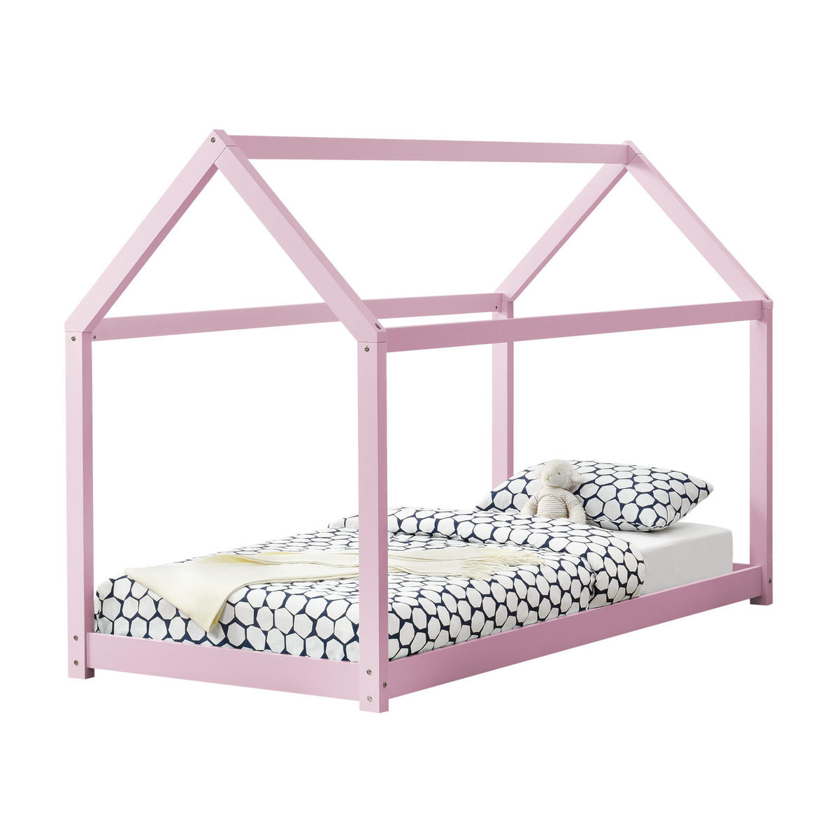 HAUSBETT Netstal - Rosa, Holz (90/200cm) - [en.casa]