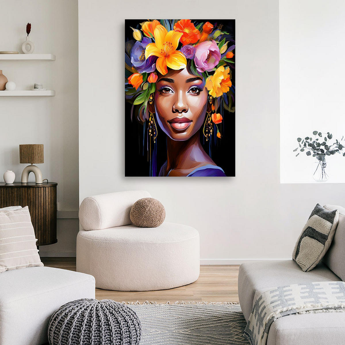 WANDBILD frau blüht abstraktion - Multicolor, Textil (40/60cm) - Feeby