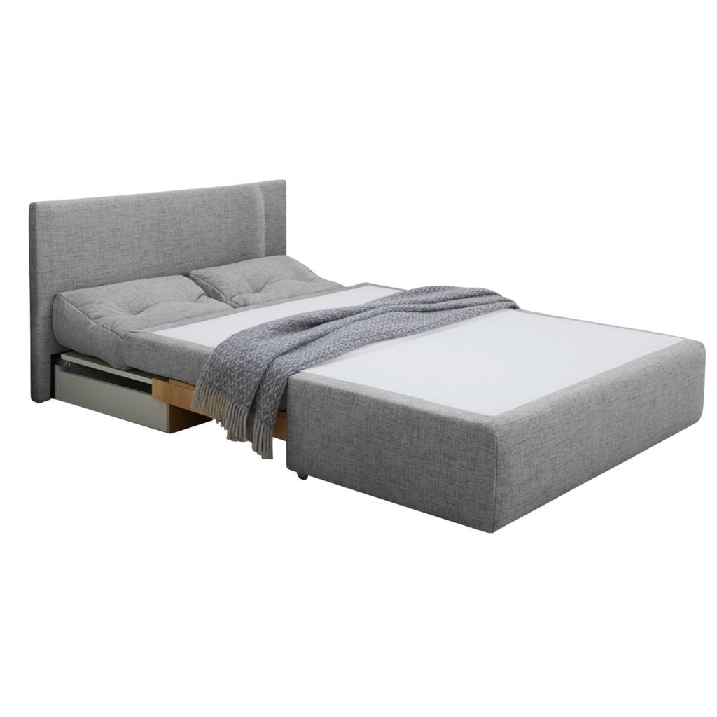 Thumbnail - luma-home Schlafsofa, Hellgrau, Textil, 2-Sitzer, Füllung: Polyurethan (Pur), einzeln stellbar,Rechteckig, 136x86x85 cm,...