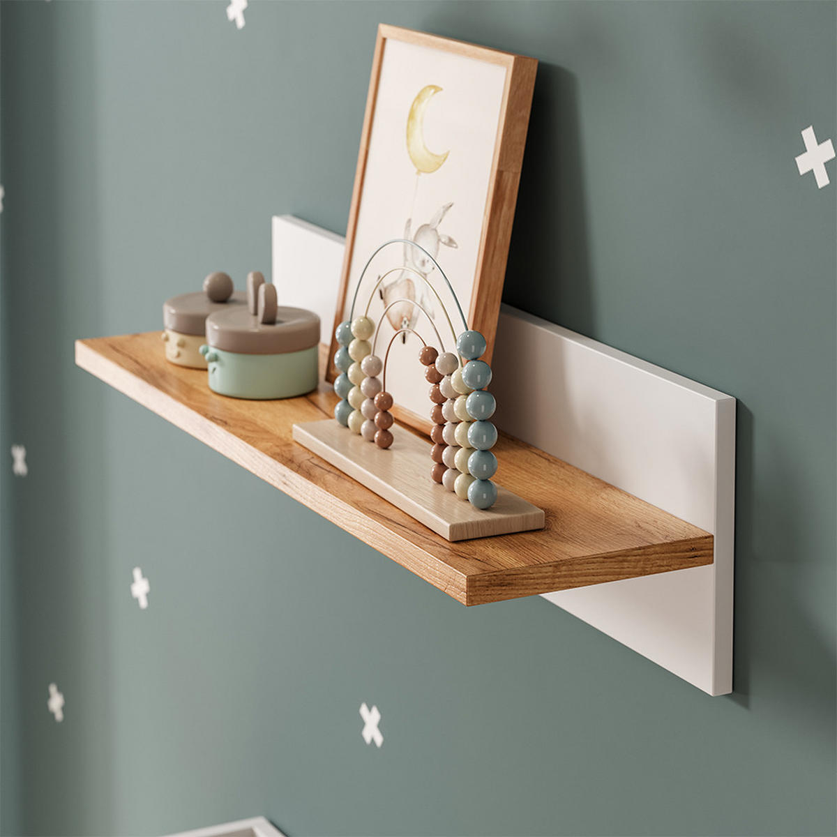 WANDREGAL KINDERZIMMER Malia Weiß/Artisan 70 x 20 cm - Weiß, Holzwerkstoff (70/20/20cm) - VitaliSpa