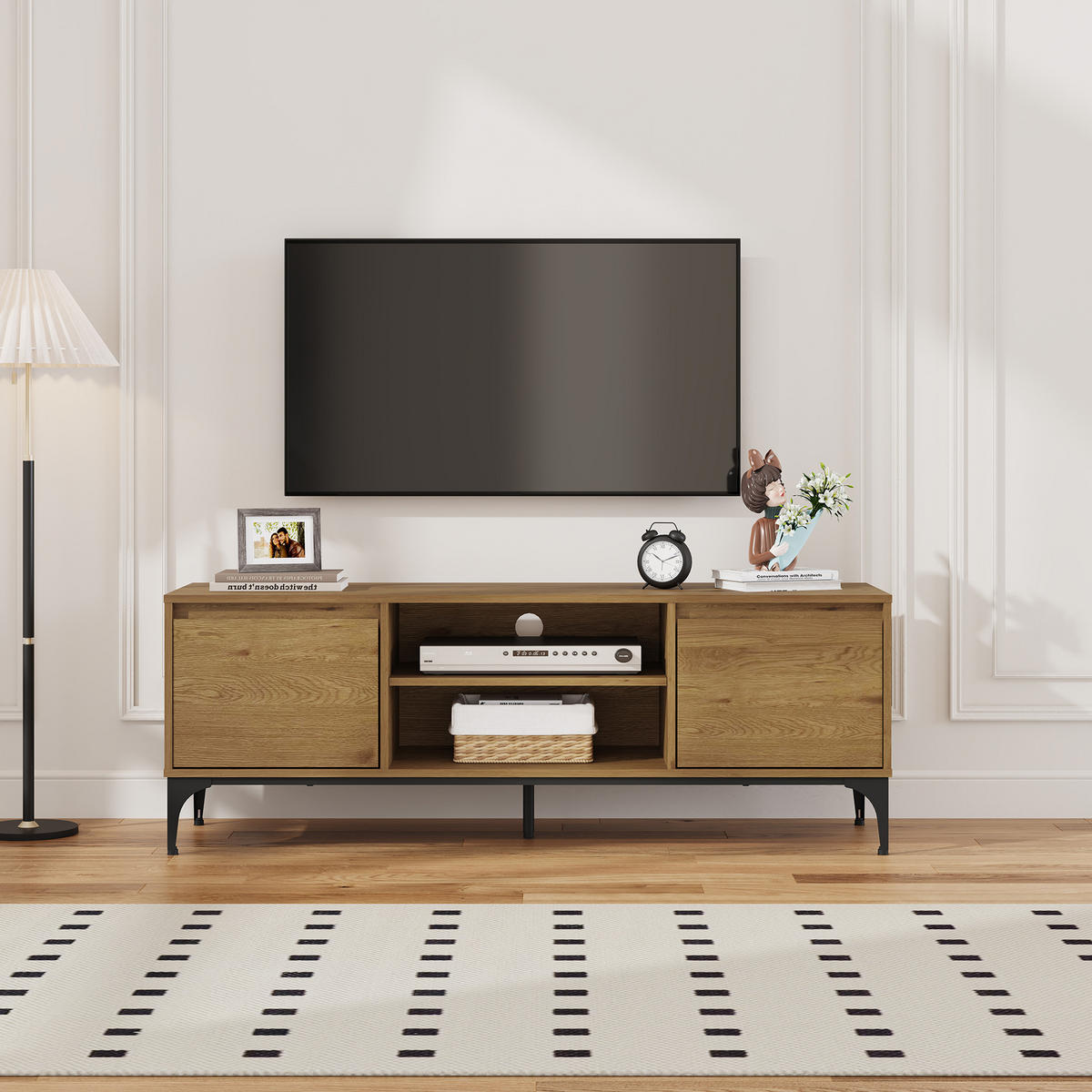 TV-ELEMENT Kistiandi - Alteiche, Holzwerkstoff/Metall (140/50/40cm) - [en.casa]