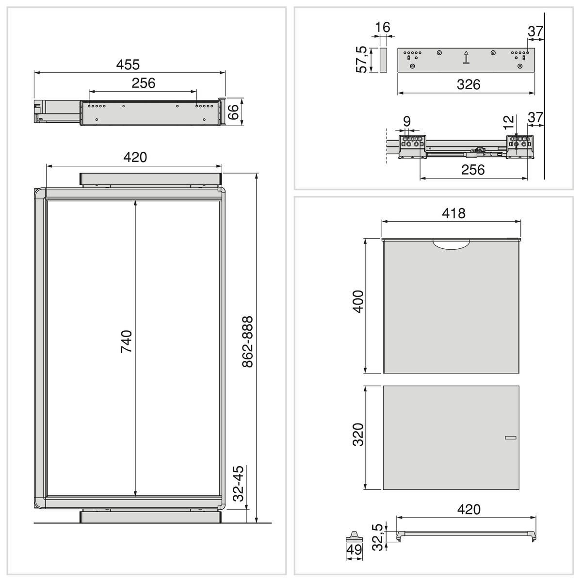 HOSENHALTER Mit 7 Stangen, Wäschekorb Und Rahmen Für Schrank Quartz, Soft-Close, Vollauszug, 90cm, Titan-Oberfläche - Titanfarben, Metall (45.5/40/88.8cm) - EMUCA