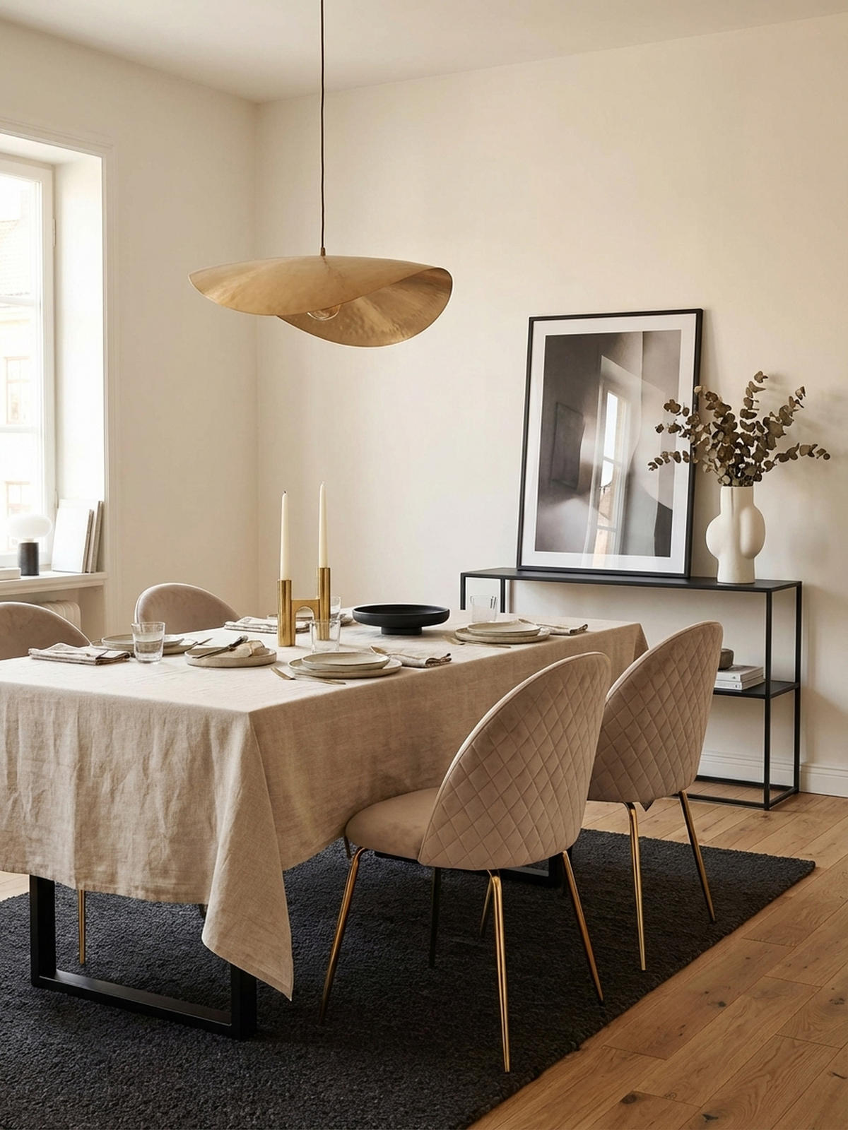 ESSZIMMERSTUHL 2er Set Samtbezug mit Metallgestell Diamantsteppung Skandinavisch gepolstert, Beige 53x50x87 cm - Beige/Goldfarben, Textil/Metall (53/87/50cm) - KADIMA DESIGN